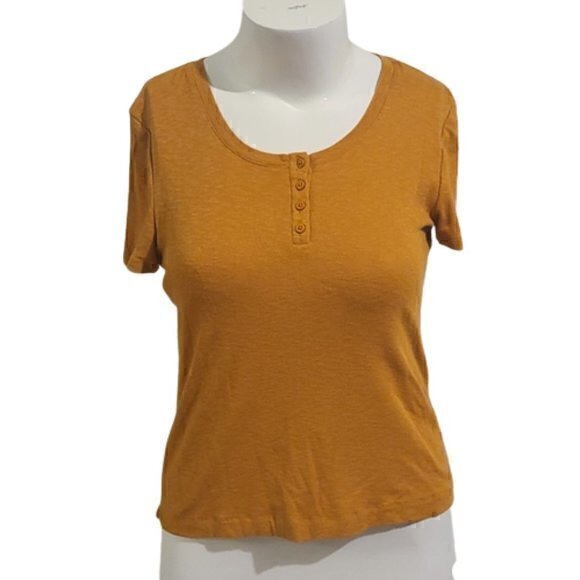 Marled Tops - [Marled] Burnt Orange Scoop Neck Short Sleeve - Size M